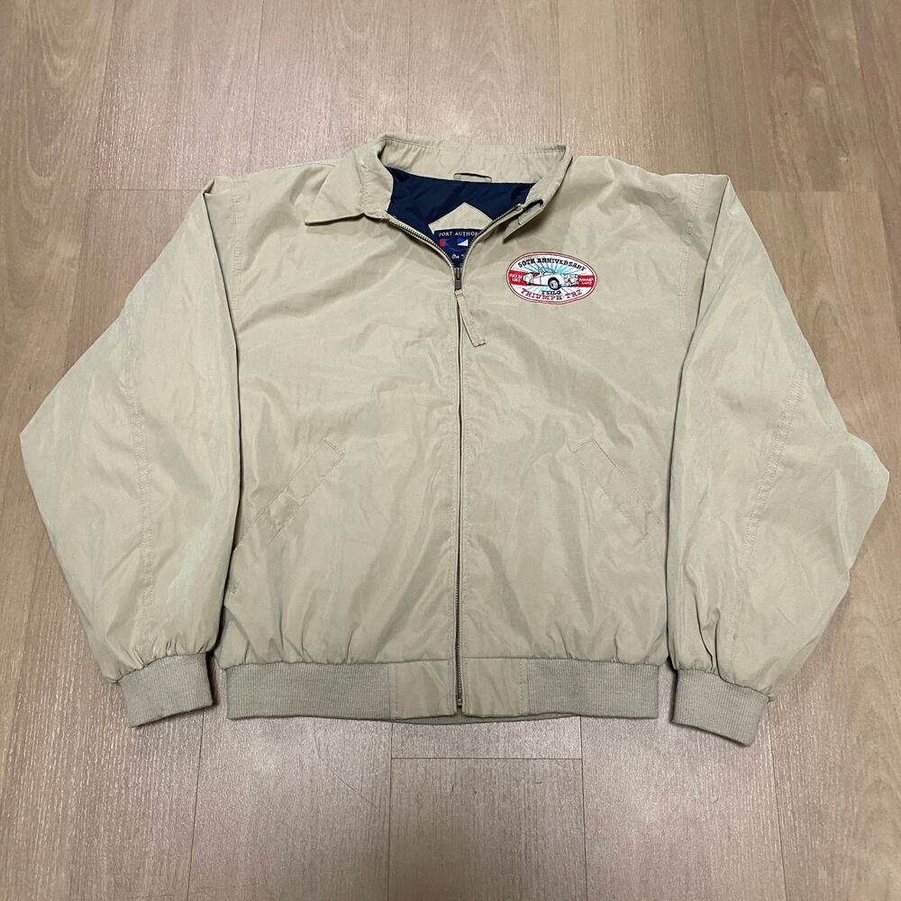 Vintage Port Authority Triumph TR2 50th Anniversary Jacket Mens S Beige Full Zip